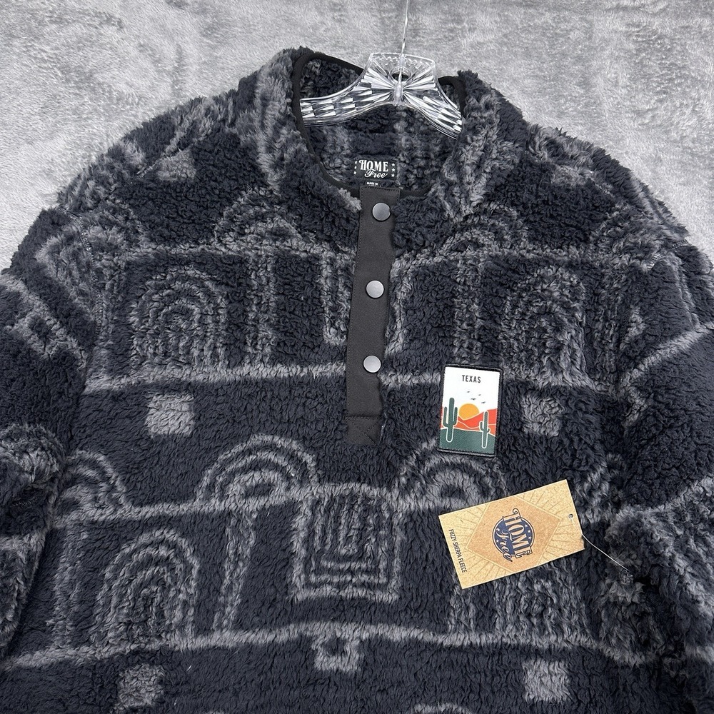 Home Free Jacket Men's Size 2XL Gray Black  Geometric Sherpa Fleece Texas NWT